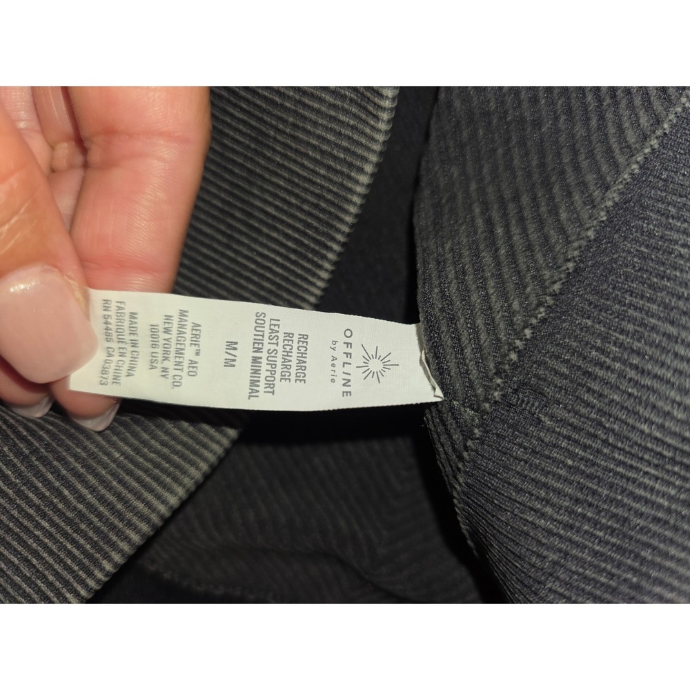 OFFLINE by Aerie Recharge High Neck Ribbed Bra Top Gray Acid Wash Medium - Picture 4 of 4
